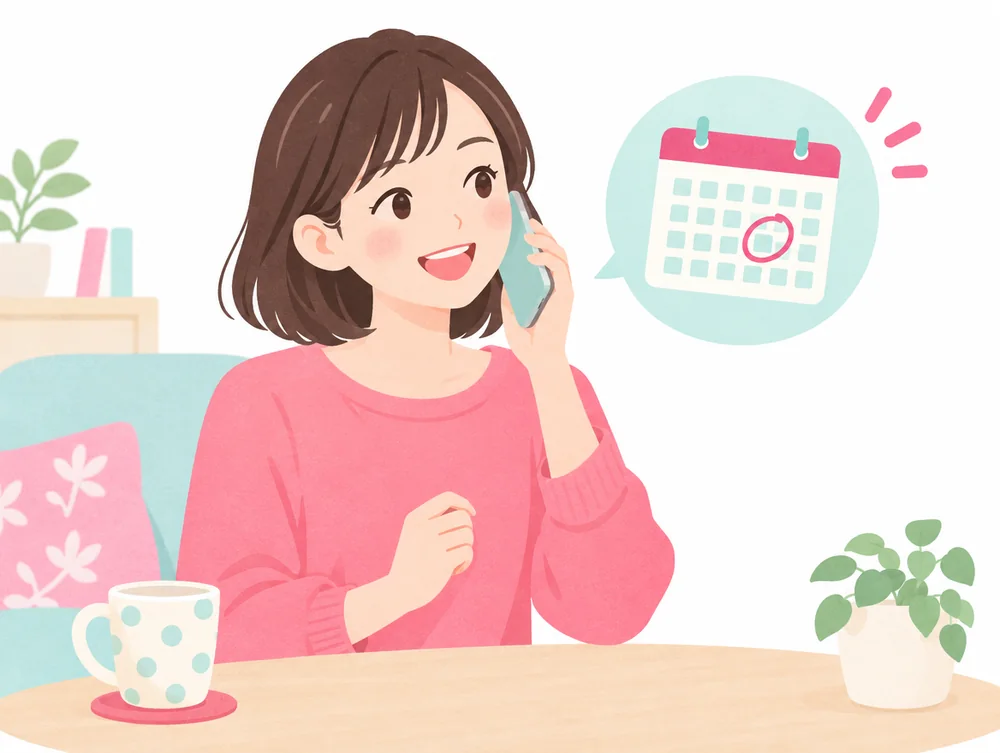 お電話でご予約いただく様子のイラスト