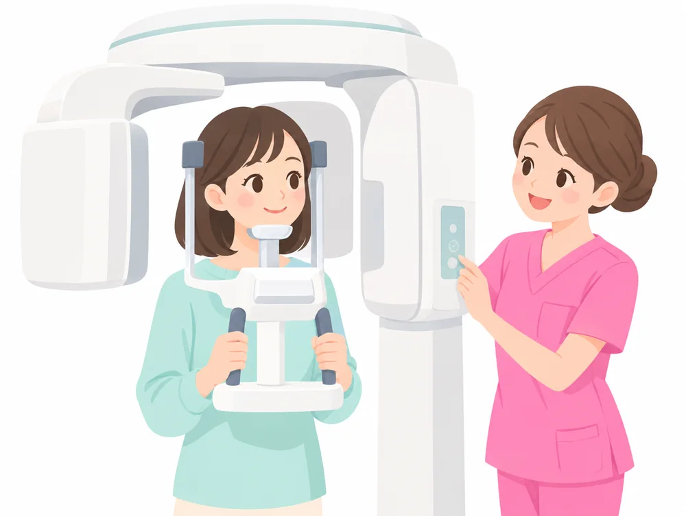 パノラマX線撮影の様子のイラスト