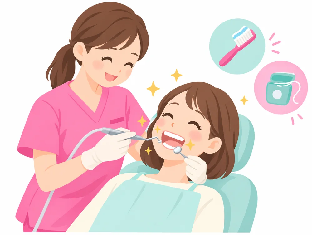 歯のクリーニング・メインテナンスの様子のイラスト